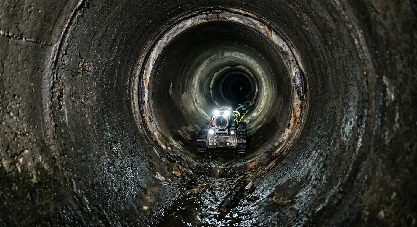 Robotic sewer camera inspecting pipe interior for Sewer Line Cleaning in Merrifield